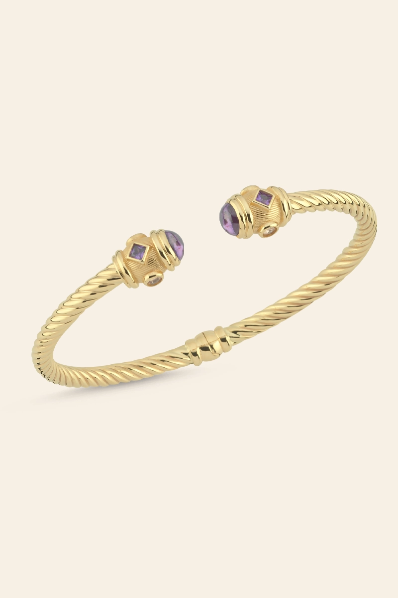 01637278-X9921KAAY-14K 14 Ayar Sarı Altın Özel Form Detaylı Twist Bilezik - Görsel 1