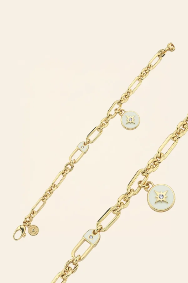 14 Ayar Sarı Altın Yıldız Detaylı Zincir Bileklik