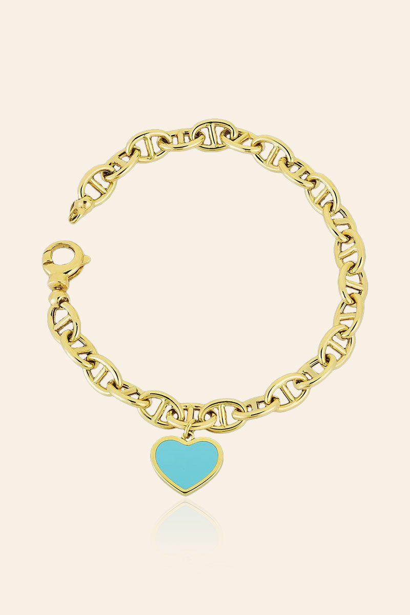 Eterna Altın Kalp Figürlü Bileklik - 00992828 14 Ayar Sarı Altın Mineli Kalp Figürlü Bileklik - Görsel 1