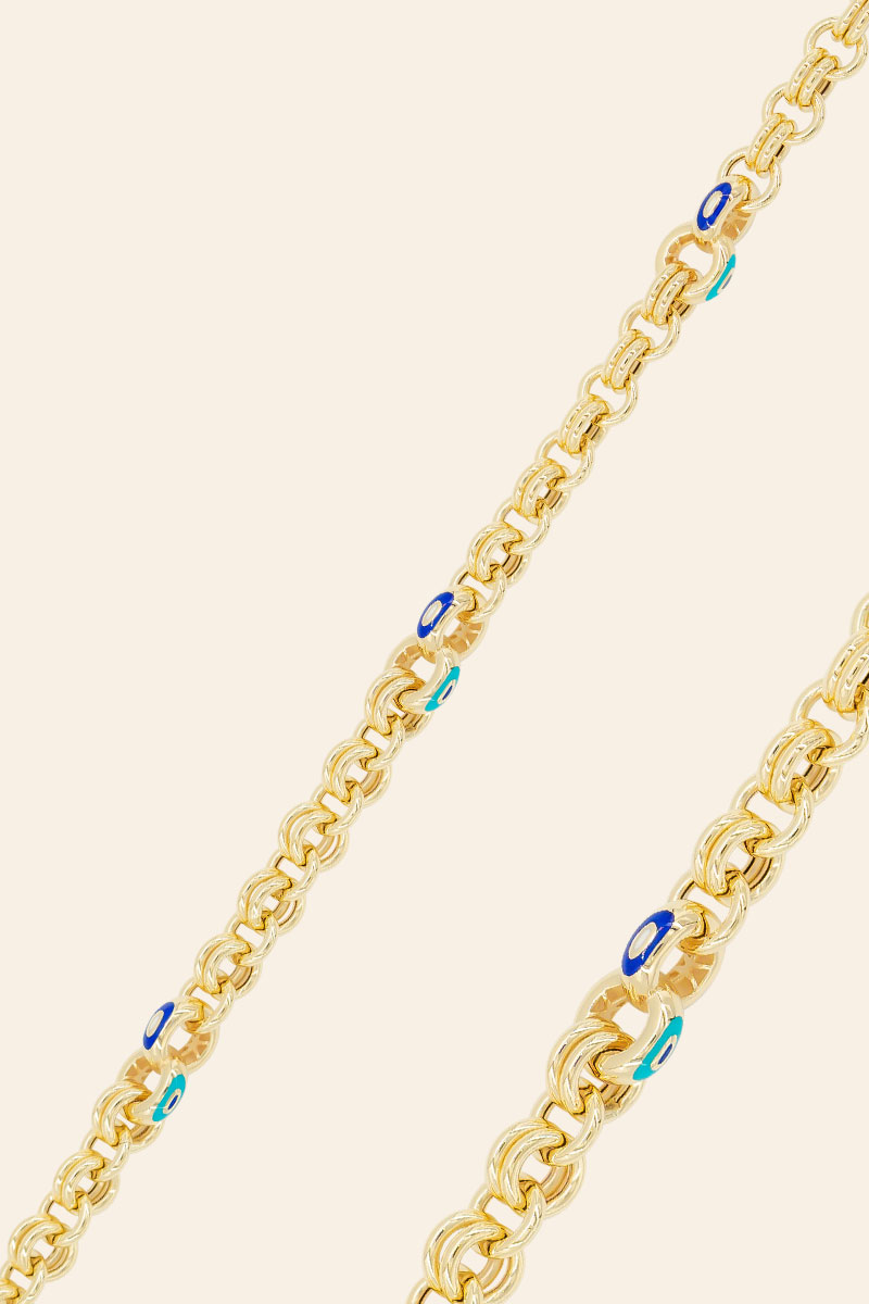 Fortuna Altın Nazar Figürlü Bileklik - 00994453 14 Ayar Sarı Altın Mineli Nazar Figürlü Bileklik - Görsel 1