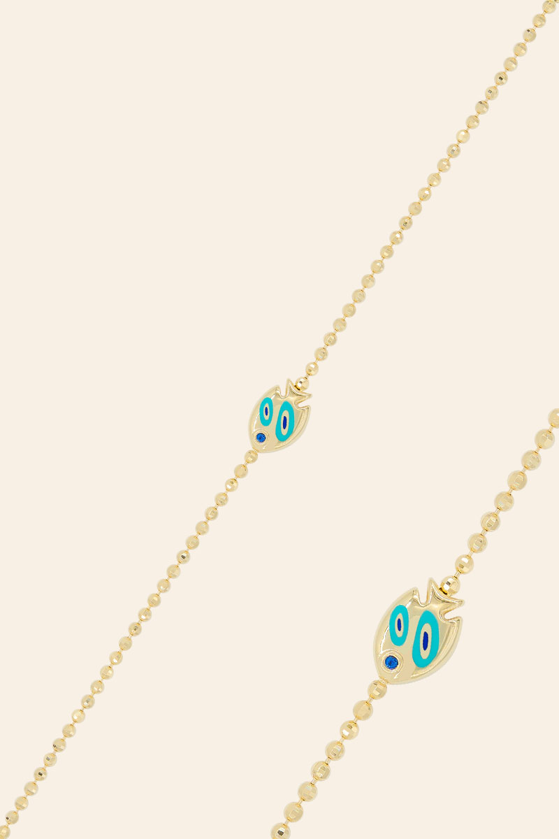 Altın Balık Figürlü Taşlı Bileklik - 01005911 14 Ayar Sarı Altın Mineli Balık Figürlü Taşlı Bileklik - Görsel 1