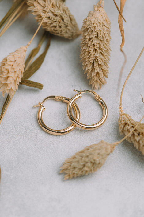 14 Ayar Sarı Altın 2.2 cm Halka Küpe