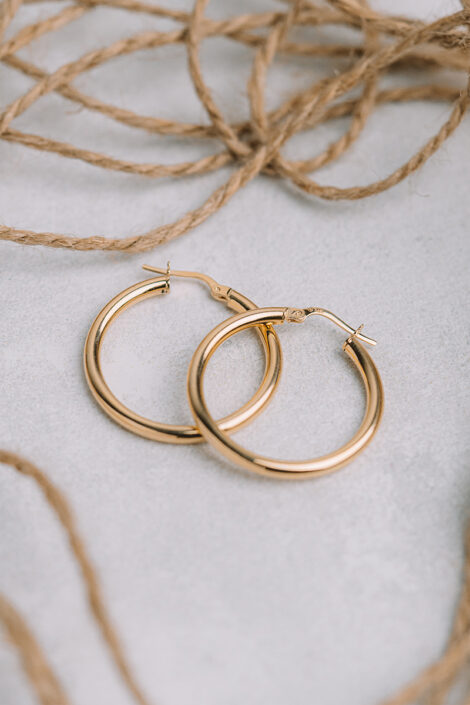 14 Ayar Sarı Altın 3.5 cm Halka Küpe