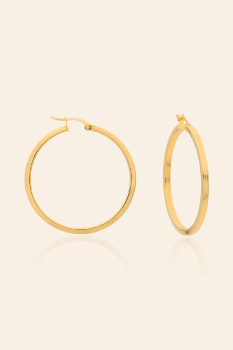 14 Ayar Sarı Altın 3 cm Halka Küpe