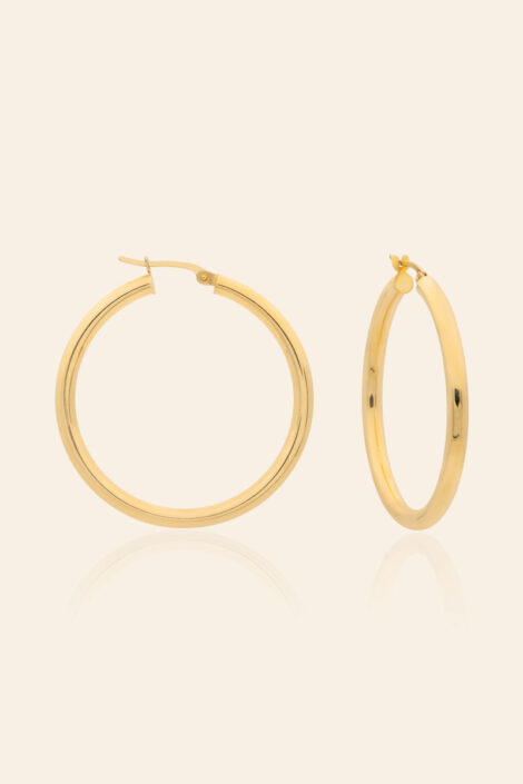 14 Ayar Sarı Altın 3 cm Halka Küpe