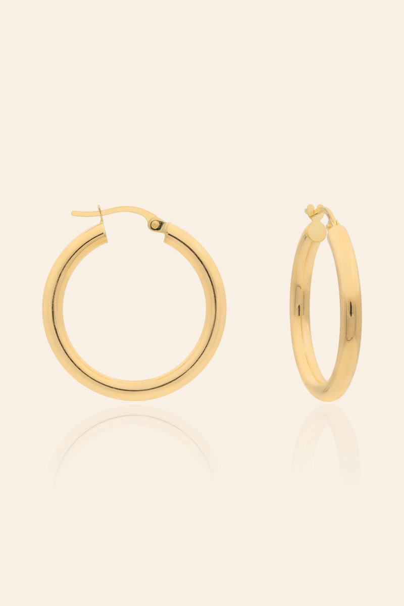 2 cm Altın Halka Küpe - 21ARP284 14 Ayar Sarı Altın 2 cm Halka Küpe - Görsel 1