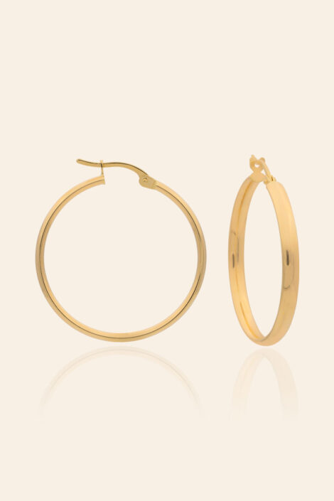 14 Ayar Sarı Altın 2.5 cm Halka Küpe