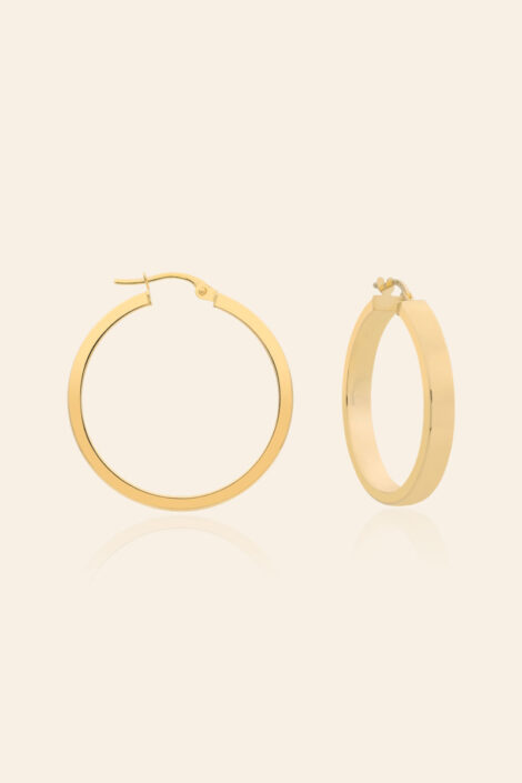 14 Ayar Sarı Altın 2.5 cm Halka Küpe