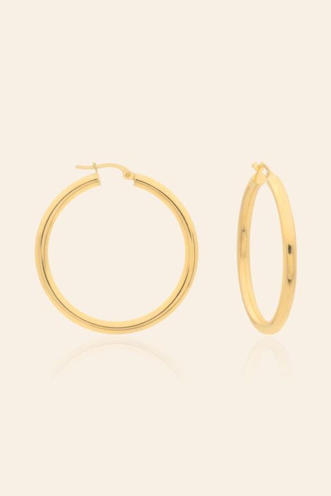 14 Ayar Sarı Altın 3 cm Halka Küpe