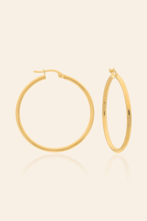 14 Ayar Sarı Altın 3 cm Halka Küpe