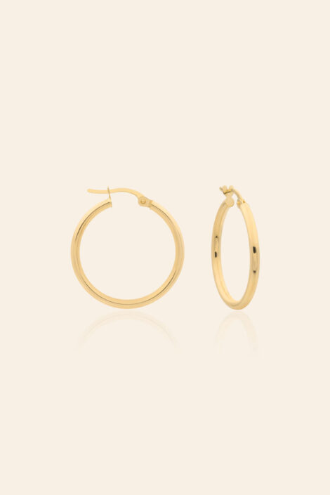 14 Ayar Sarı Altın 2 cm Halka Küpe