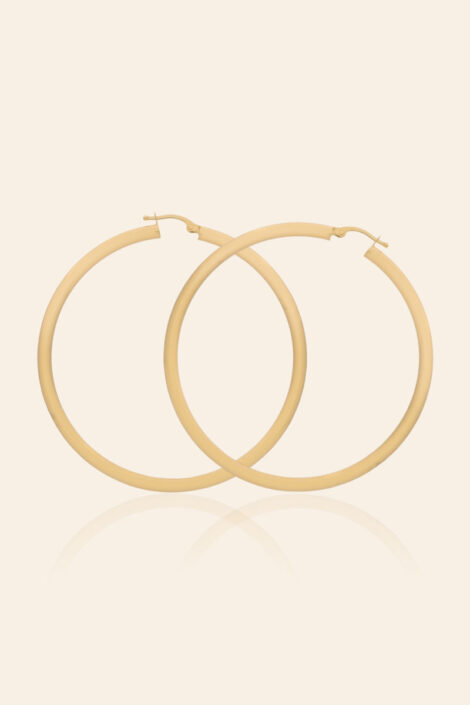 14 Ayar Sarı Altın 5 cm Halka Küpe