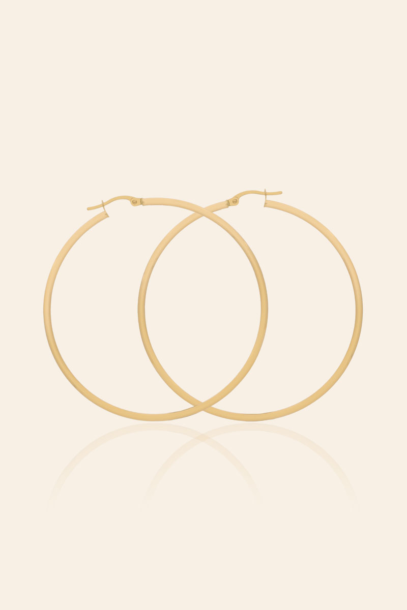 5 cm Altın Halka Küpe - 21ARP365 14 Ayar Sarı Altın 5 cm Halka Küpe - Görsel 1