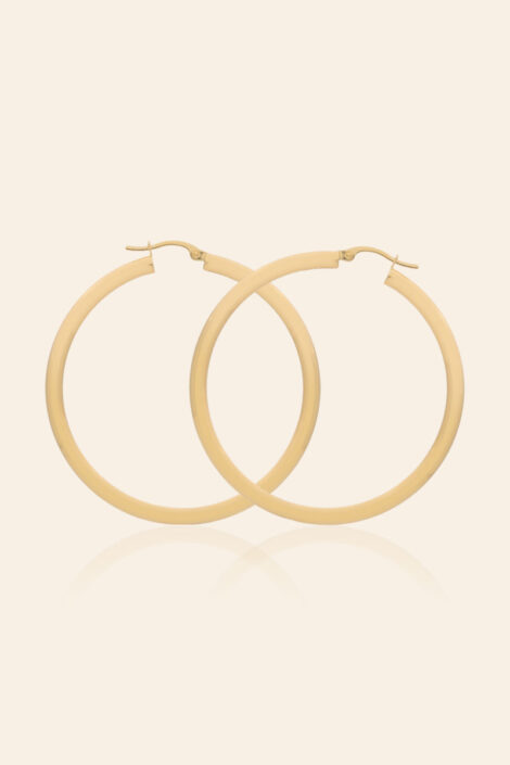 14 Ayar Sarı Altın 4 cm Halka Küpe