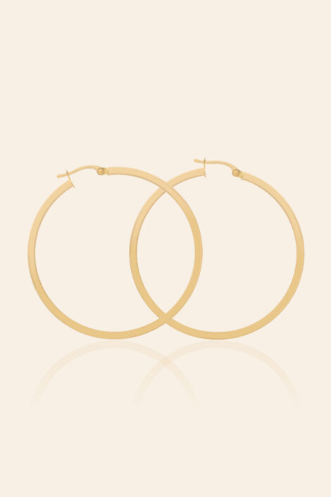 14 Ayar Sarı Altın 4 cm Halka Küpe