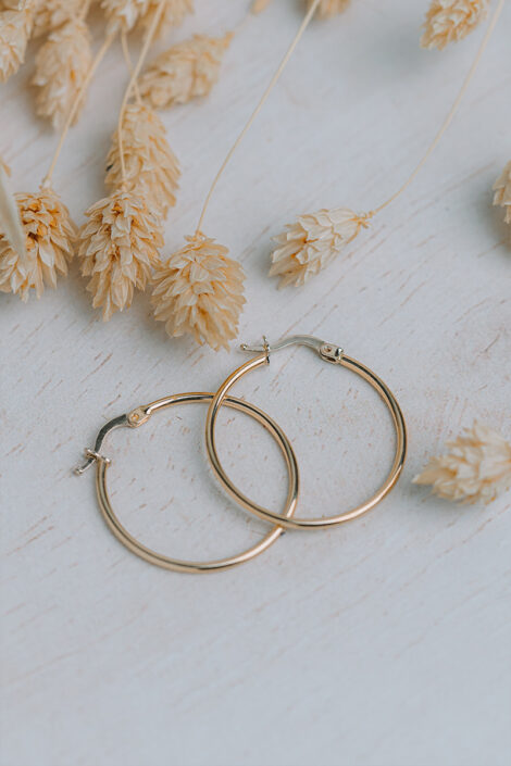 14 Ayar Sarı Altın 2.3 cam Halka Küpe