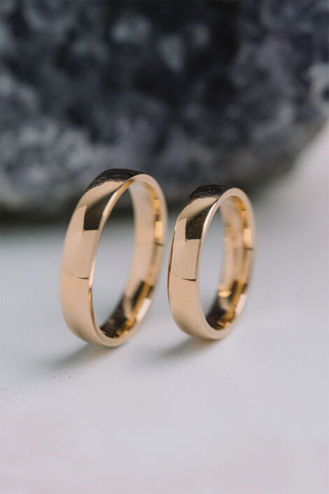 14 Ayar Altın 4mm Az Bombe İçi Dolu Alyans