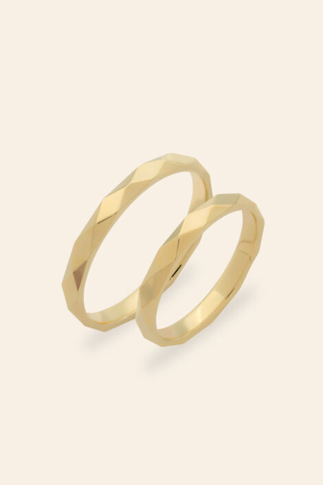 14 Ayar Yeşil Altın 2.5mm Prizma Alyans