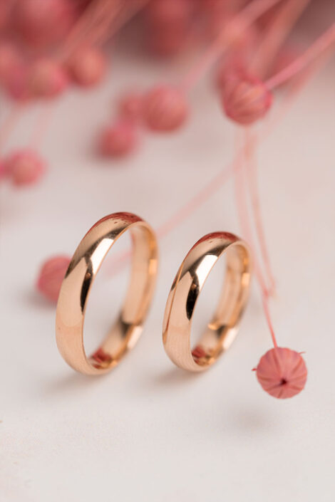 14 Ayar Rose Altın 4mm Tam Bombe Alyans