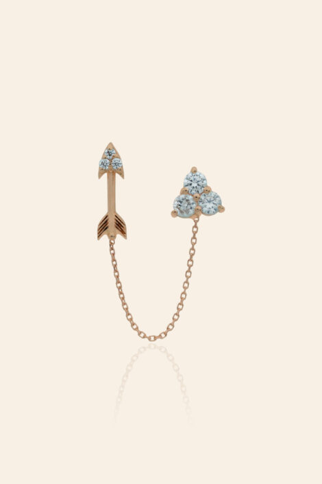 14 Ayar Altın Taşlı Tasarım Tek Küpe