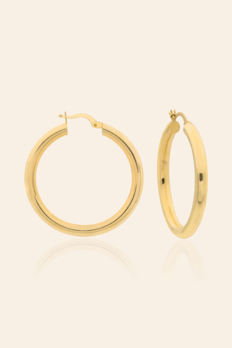 14 Ayar Sarı Altın 3 cm Halka Küpe