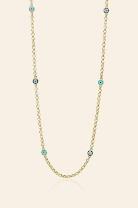 14 Ayar Sarı Altın Nazar Boncuklu Zincir Kolye