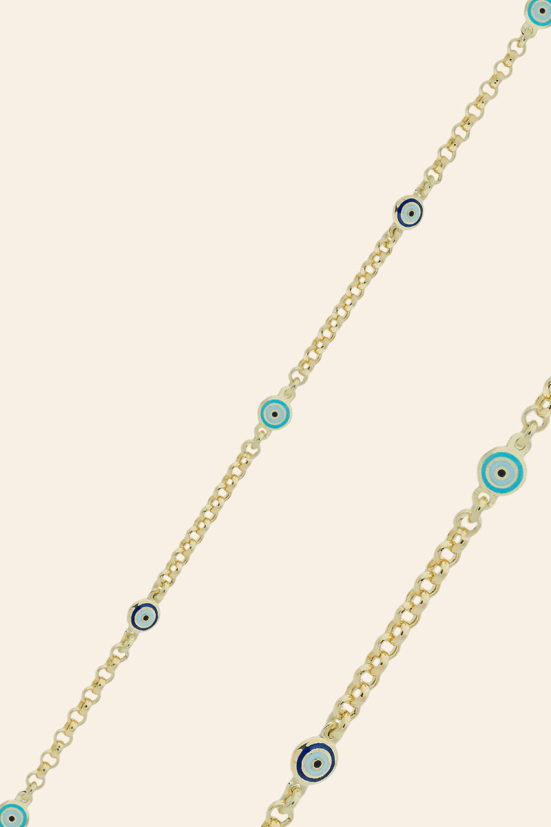 Altın Nazar Boncuklu Zincir Bileklik - SER2063 14 Ayar Sarı Altın Nazar Boncuklu Zincir Bileklik - Görsel 1