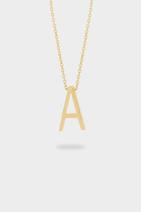 14 Ayar Sarı Altın A Harfi Kolye