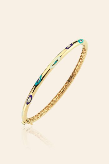 14 Ayar Sarı Altın Mineli Nazar Boncuğu İşlemeli Bilezik