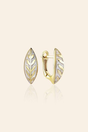 14 Ayar Sarı Altın Olivia Altın Yaprak Figürlü Küpe