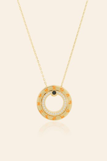 14 Ayar Sarı Altın Taşlı Burç Kolye