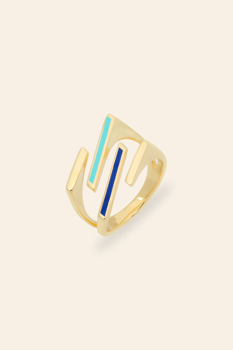 01197294_1 14 Ayar Sarı Altın Renkli Mineli Koleksiyon Yüzük - Görsel 1