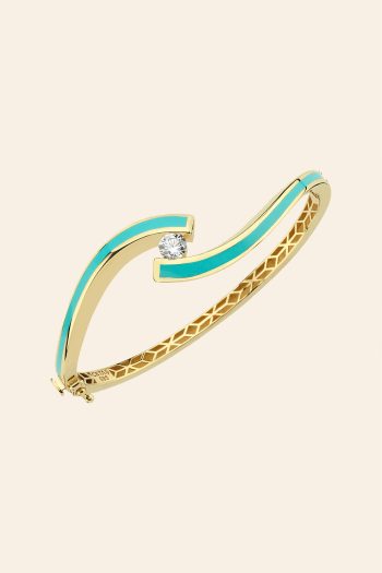 14 Ayar Sarı Altın Taşlı Turkuvaz Mineli Koleksiyon Bilezik