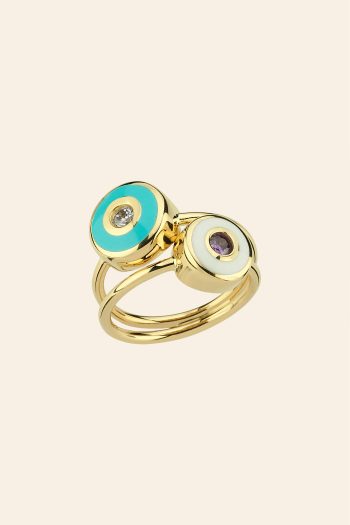 14 Ayar Sarı Altın Renkli Mineli Ekinoks Koleksiyon Yüzük