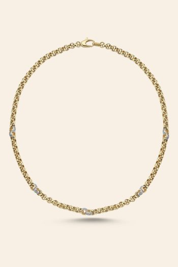 14 Ayar Sarı Altın Taş Detaylı Zincir Kolye