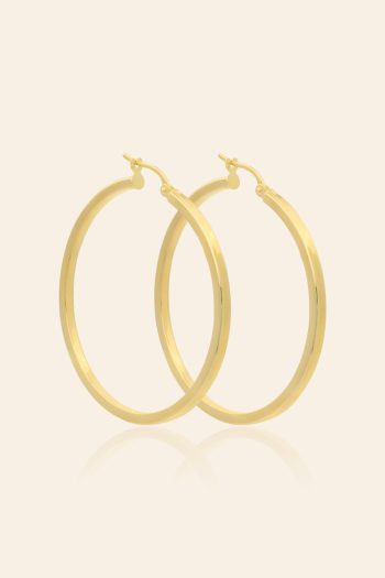 14 Ayar Sarı Altın Oval Tasarım Halka Küpe