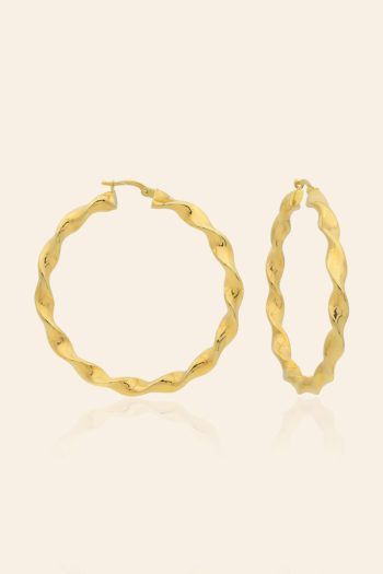 14 Ayar Sarı Altın 4 cm Altın Burgu Halka Küpe