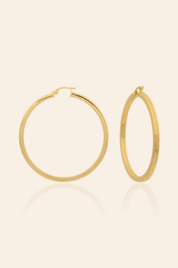 14 Ayar Sarı Altın 4.5 cm Halka Küpe