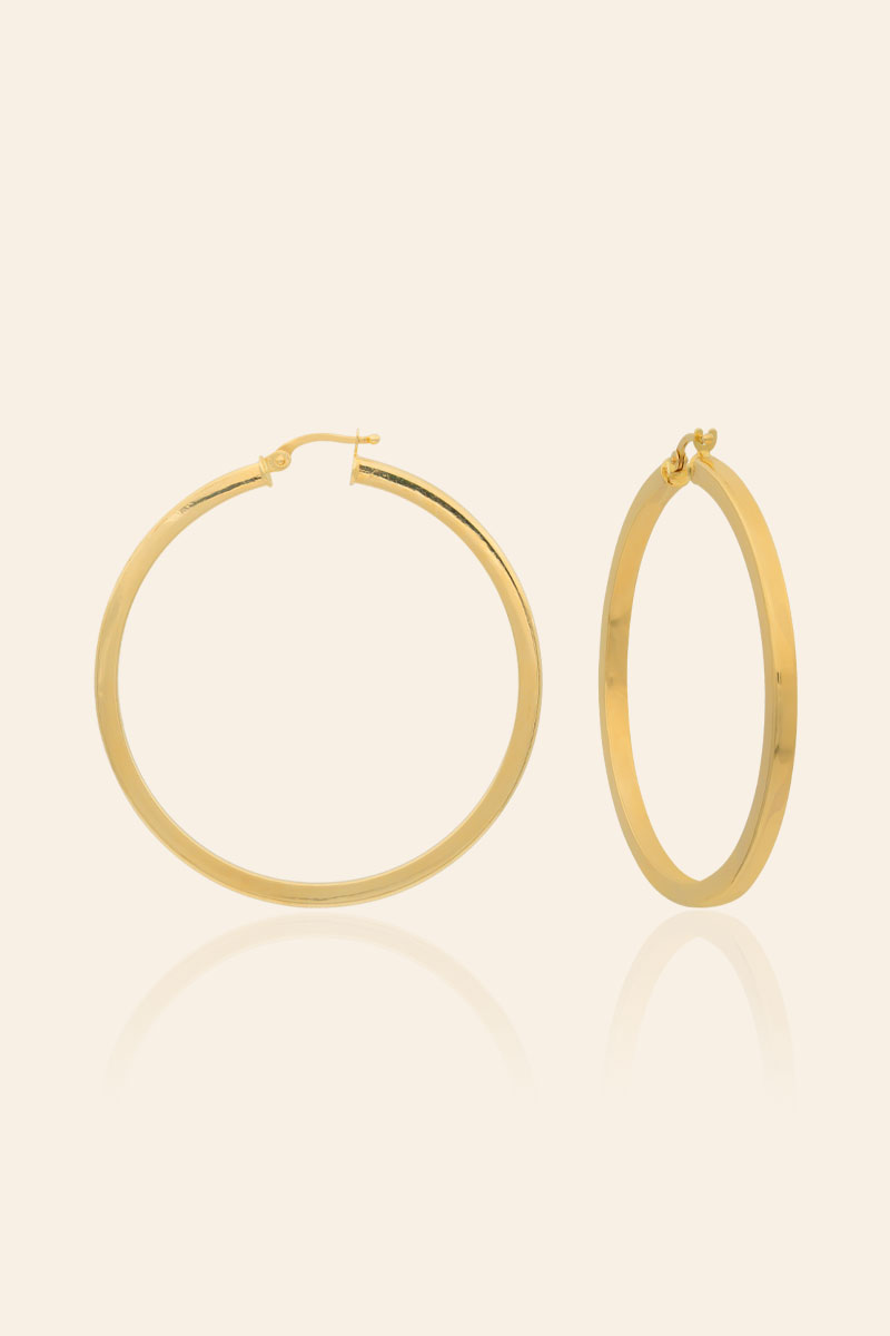 4,5 cm Altın Halka Küpe - 02F695 14 Ayar Sarı Altın 4.5 cm Halka Küpe - Görsel 1