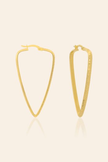 14 Ayar Sarı Altın Üçgen Tasarım Halka Küpe