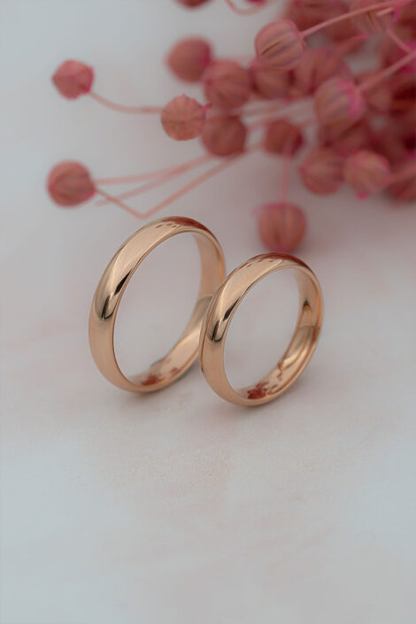 14 Ayar Rose Altın 4mm Bombe Alyans