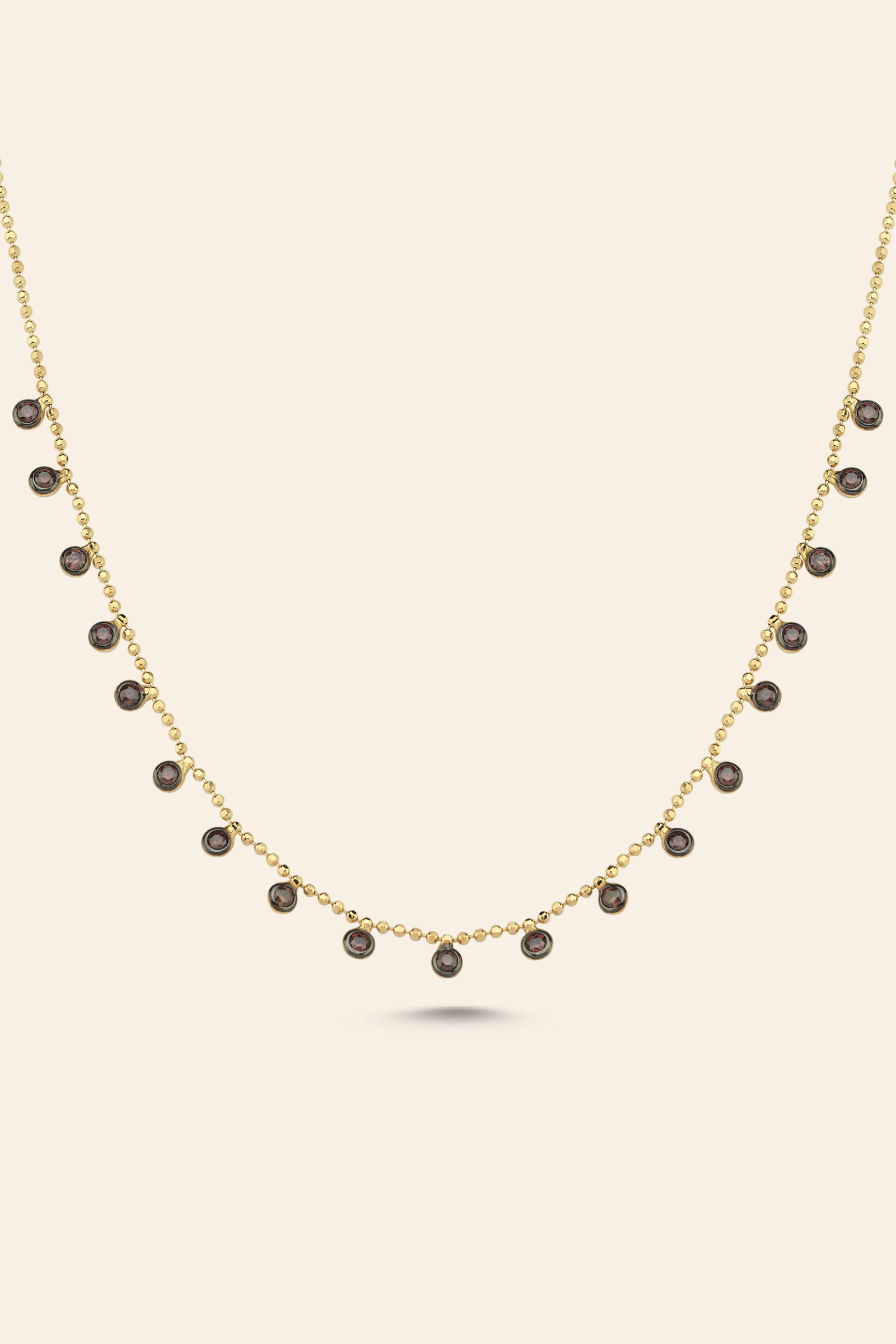 BEST289 14 Ayar Sarı Altın Rekli Taşlı Tasarım Kolye - Görsel 1