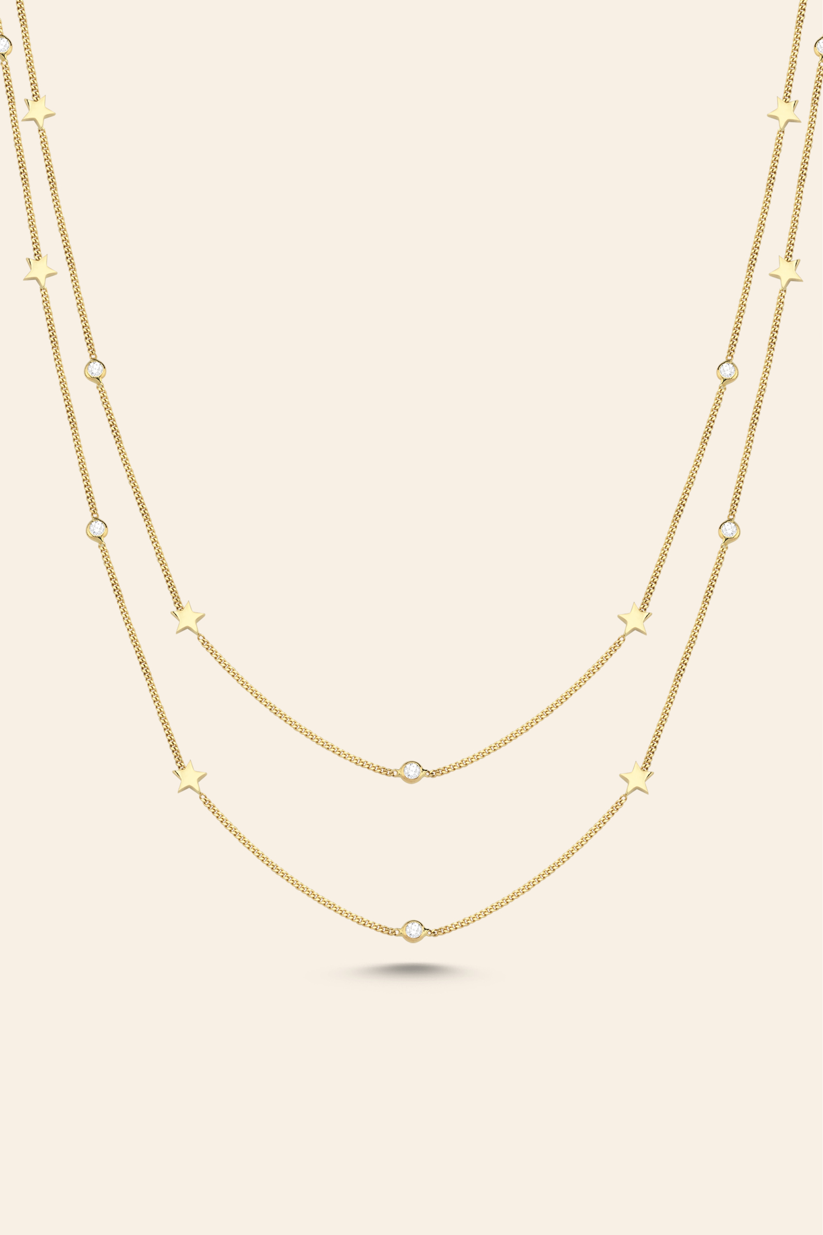 BEST292 14 Ayar Sarı Altın Taşlı Yıldız Figürlü Zarif Kolye - Görsel 1