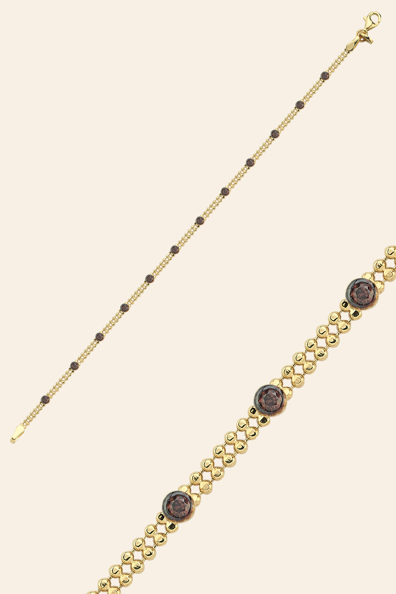 BEST300 14 Ayar Sarı Altın Taşlı Zarif Bileklik - Görsel 1