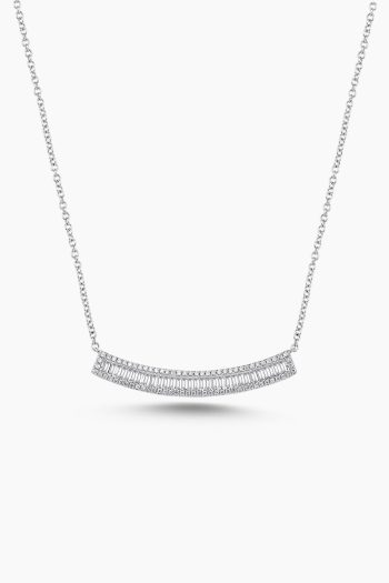 18 Ayar Beyaz Altın Baget Taşlı Pırlanta Kolye