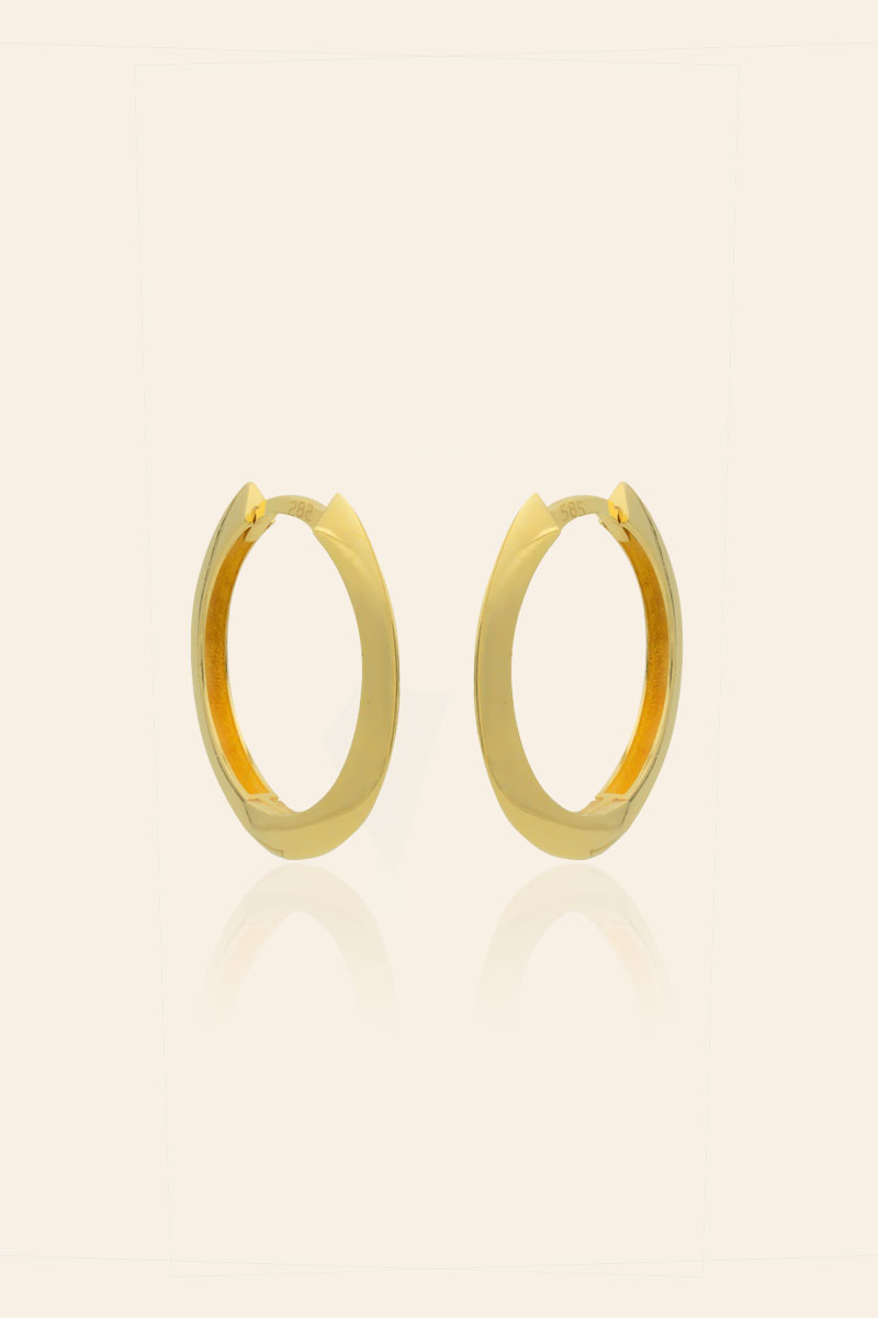 2 cm Altın Halka Küpe - GB110 14 Ayar Sarı Altın 2 cm Halka Küpe - Görsel 1