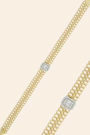 Altın Taşlı Örgü Zincir Bileklik