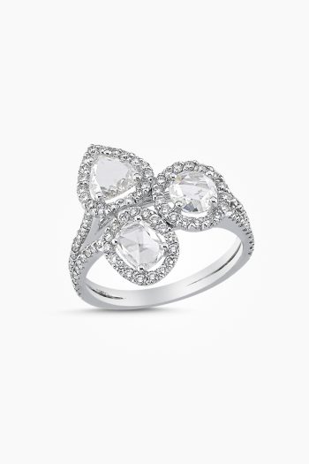 18 Ayar Beyaz Altın Pırlantalı Elmas Yüzük