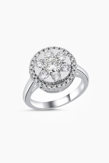 18 Ayar Beyaz Altın Çiçek Tasarım Pırlanta Yüzük