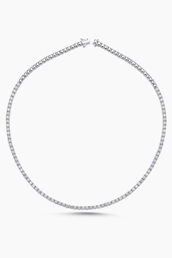 18 Ayar Beyaz Altın Taşlı Su Yolu Pırlanta Kolye